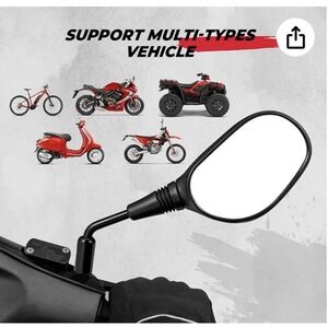 Kemimoto X0024SA4CL Bike UTV Motorcycle Snowmobile ATV‎ 2 Mirrors NEW FTVM1040BK